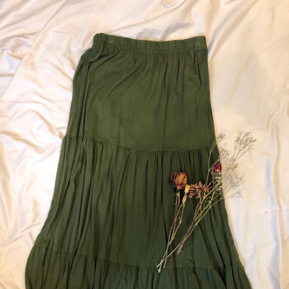 Earthbound Olive Green Long Skirt